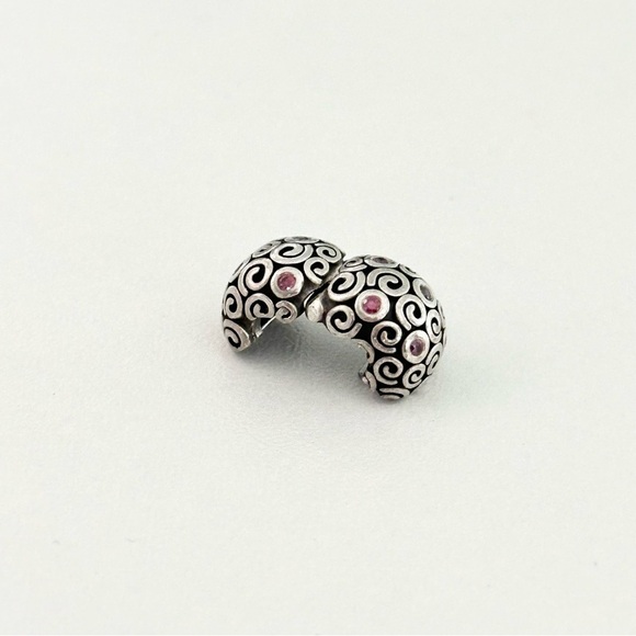Pandora Pink CZ Wind Swirls Clip Rare Retired Charm - Picture 4 of 6